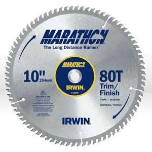 14076 Irwin Marathon Circular Saw Blade,10",Teeth/80T,Trim and Finish,5/8"