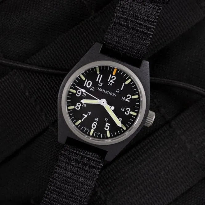 34mm Black General Purpose Quartz MaraGlo (GPQ) Ballistic Nylon Watch