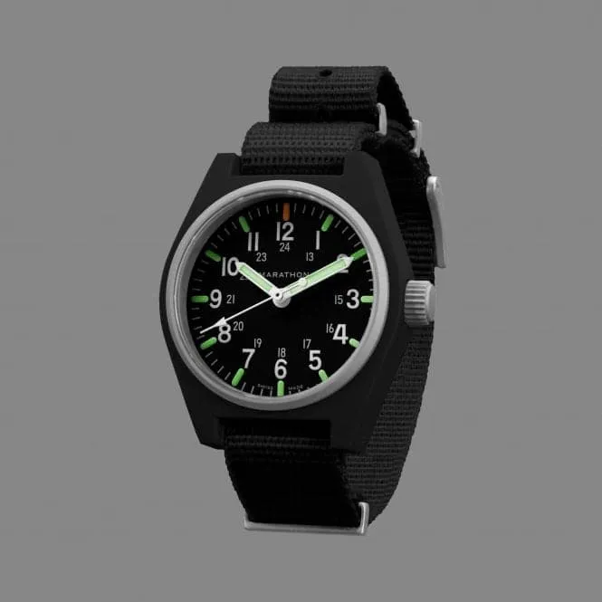 34mm Black General Purpose Quartz MaraGlo (GPQ) Nylon DEFSTAN Watch