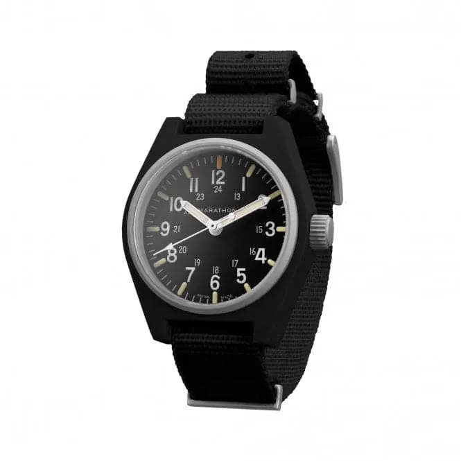 34mm Black General Purpose Quartz MaraGlo (GPQ) Nylon DEFSTAN Watch