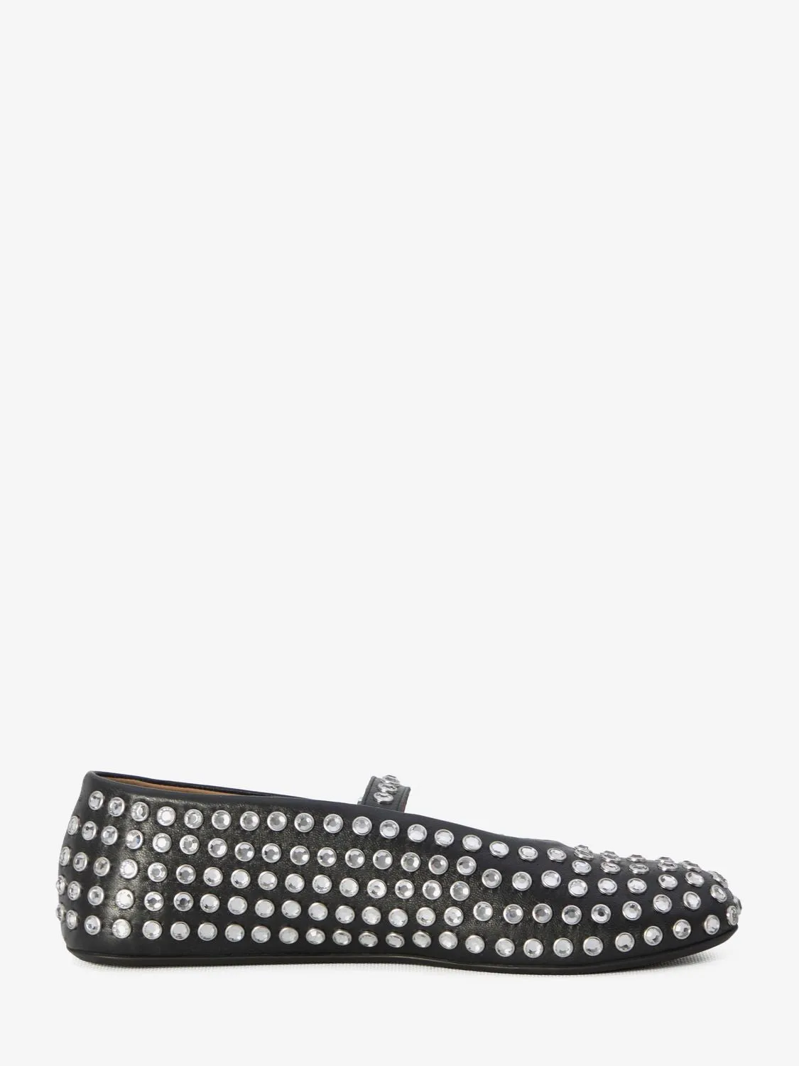 ALAIA Black Strass Lambskin Ballet Flats for Women - SS24