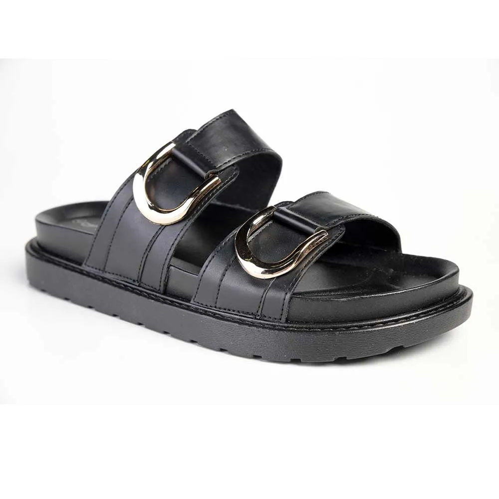 Alessio Push-In Fashion Comfort Slides - Black