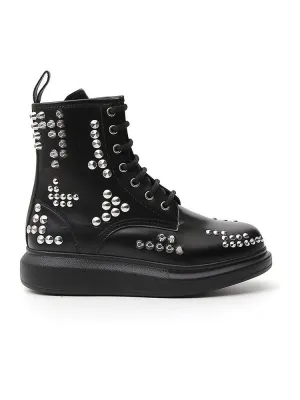 Alexander McQueen Studded Lace Up Boots