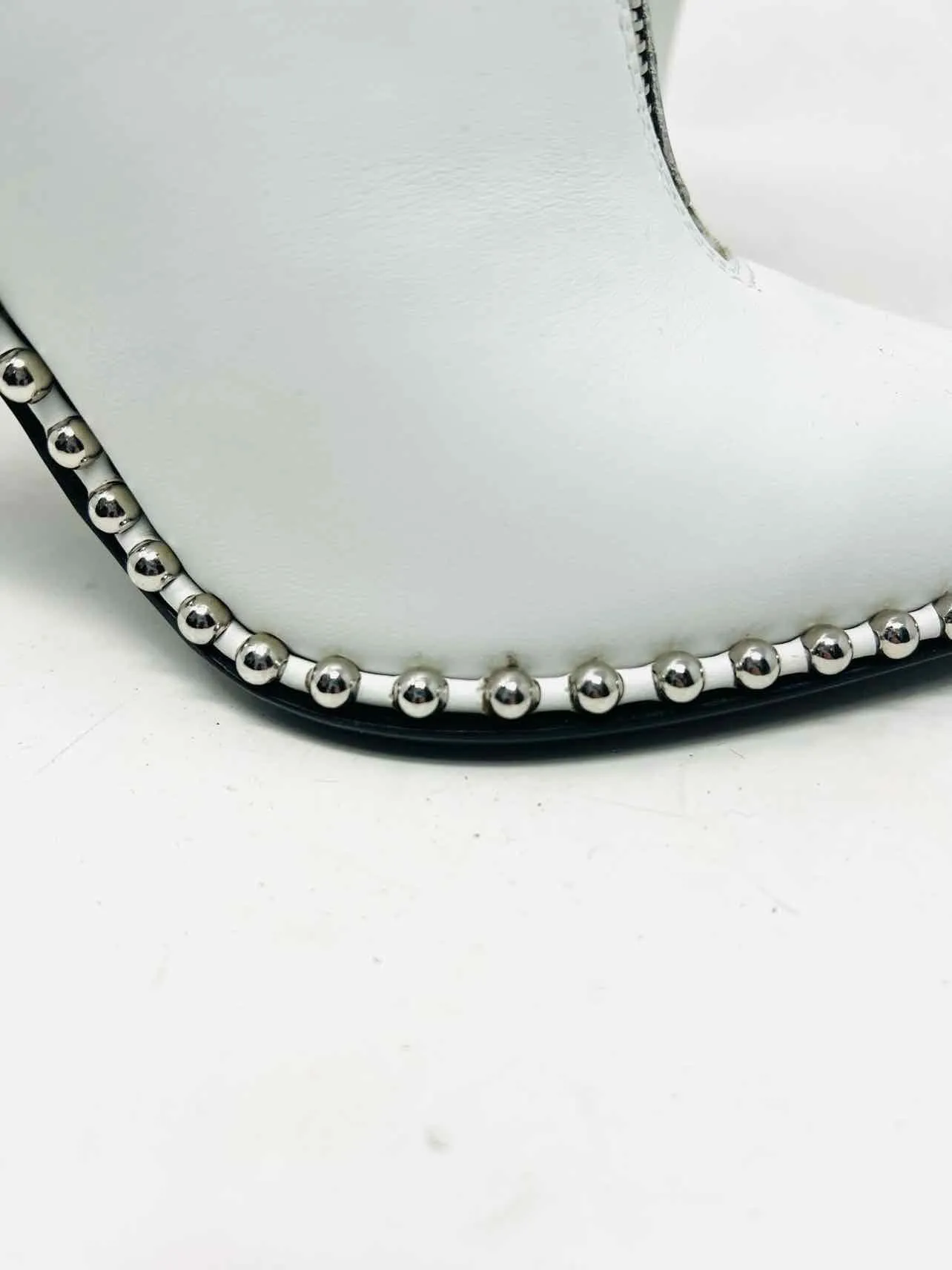 Alexander Wang Size 6 White/Silver Studded Leather AS IS Designer Ankle Boots