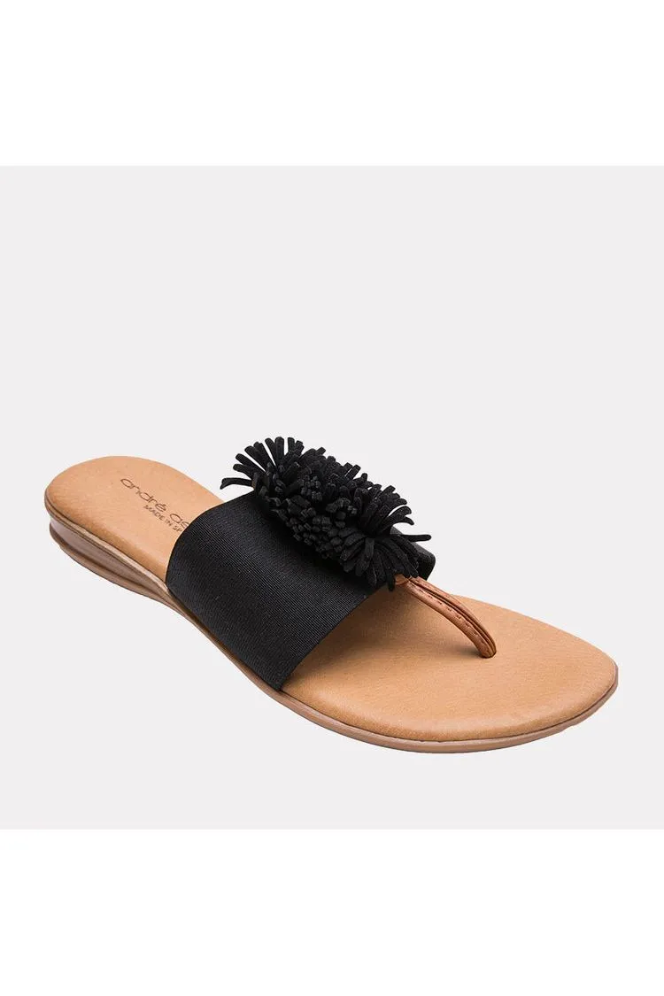 André Assous Novalee Featherweights ™  Pompom Flip Flop Sandals | Black Elastic