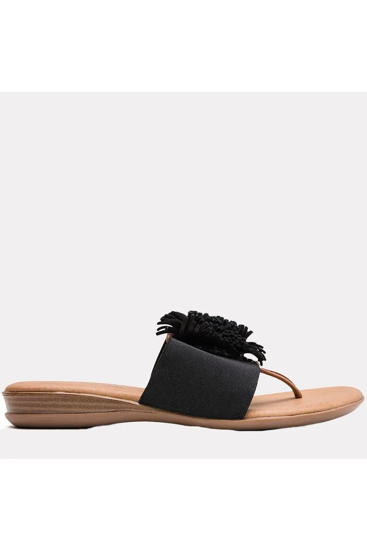 André Assous Novalee Featherweights ™  Pompom Flip Flop Sandals | Black Elastic