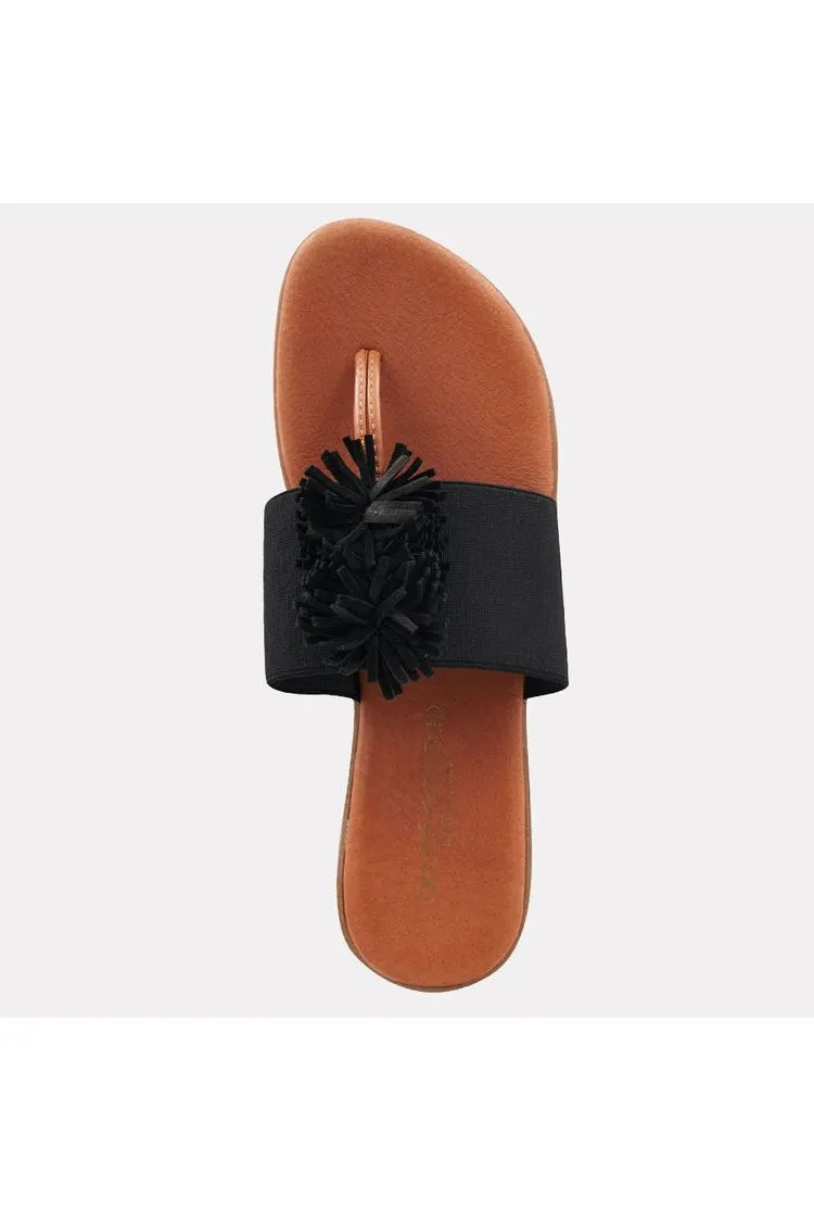 André Assous Novalee Featherweights ™  Pompom Flip Flop Sandals | Black Elastic