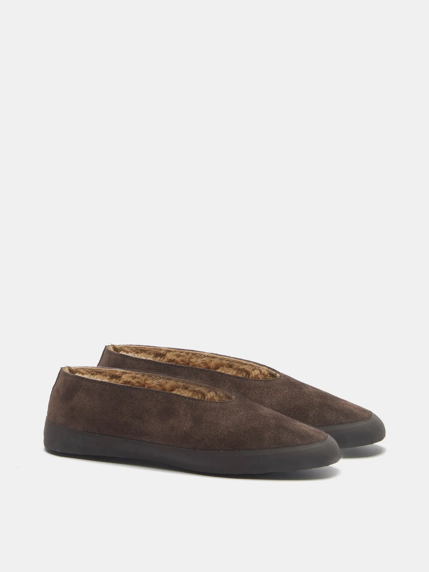 Apres Ski Shearling Flats / Brown Suede