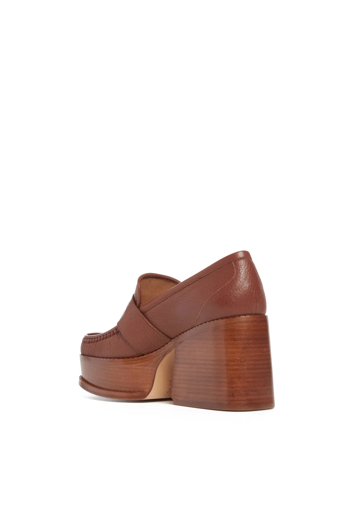 Augusta Platform Loafer in Cognac Textured Leather