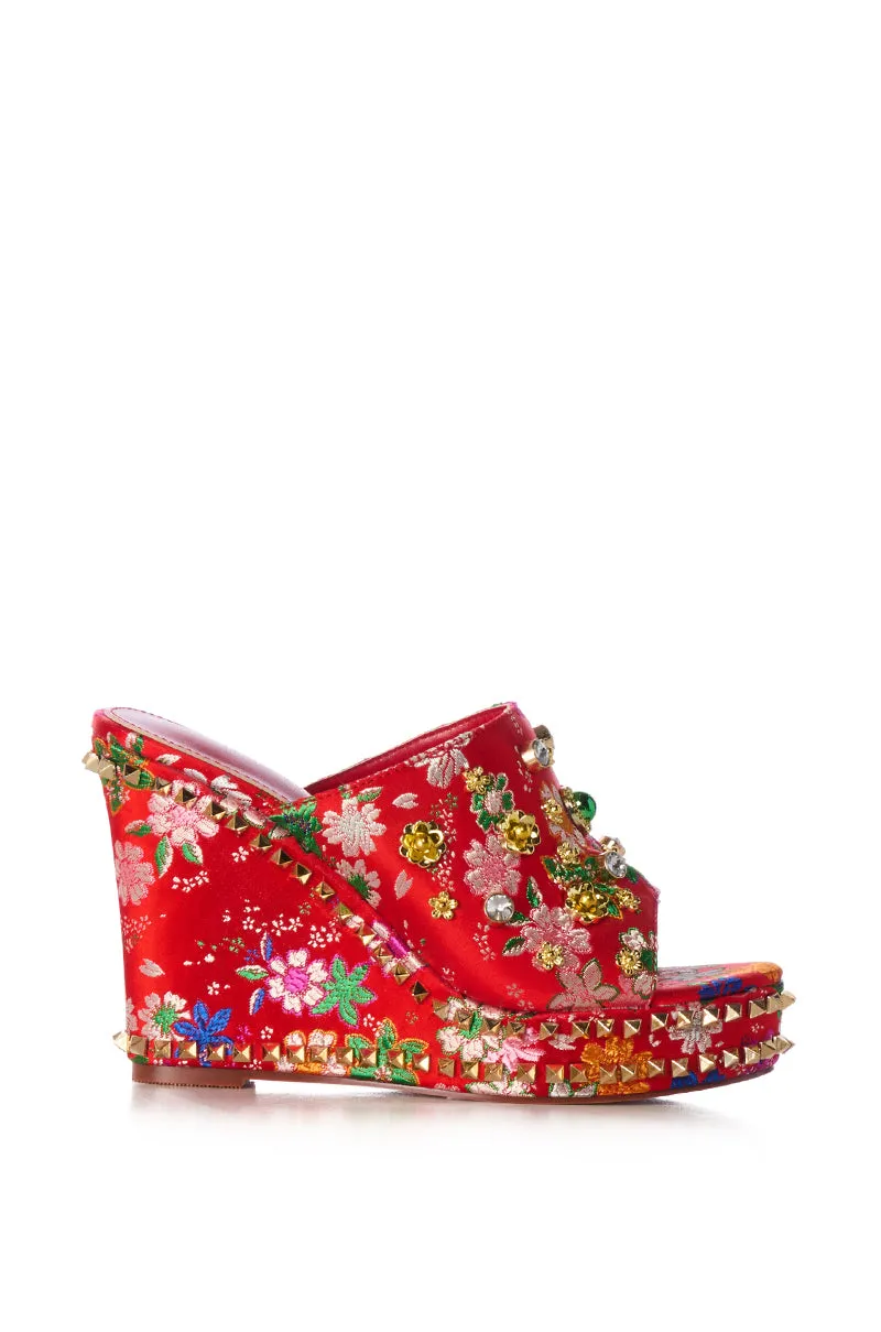 AZALEA WANG DEMETER RED WEDGE SANDAL