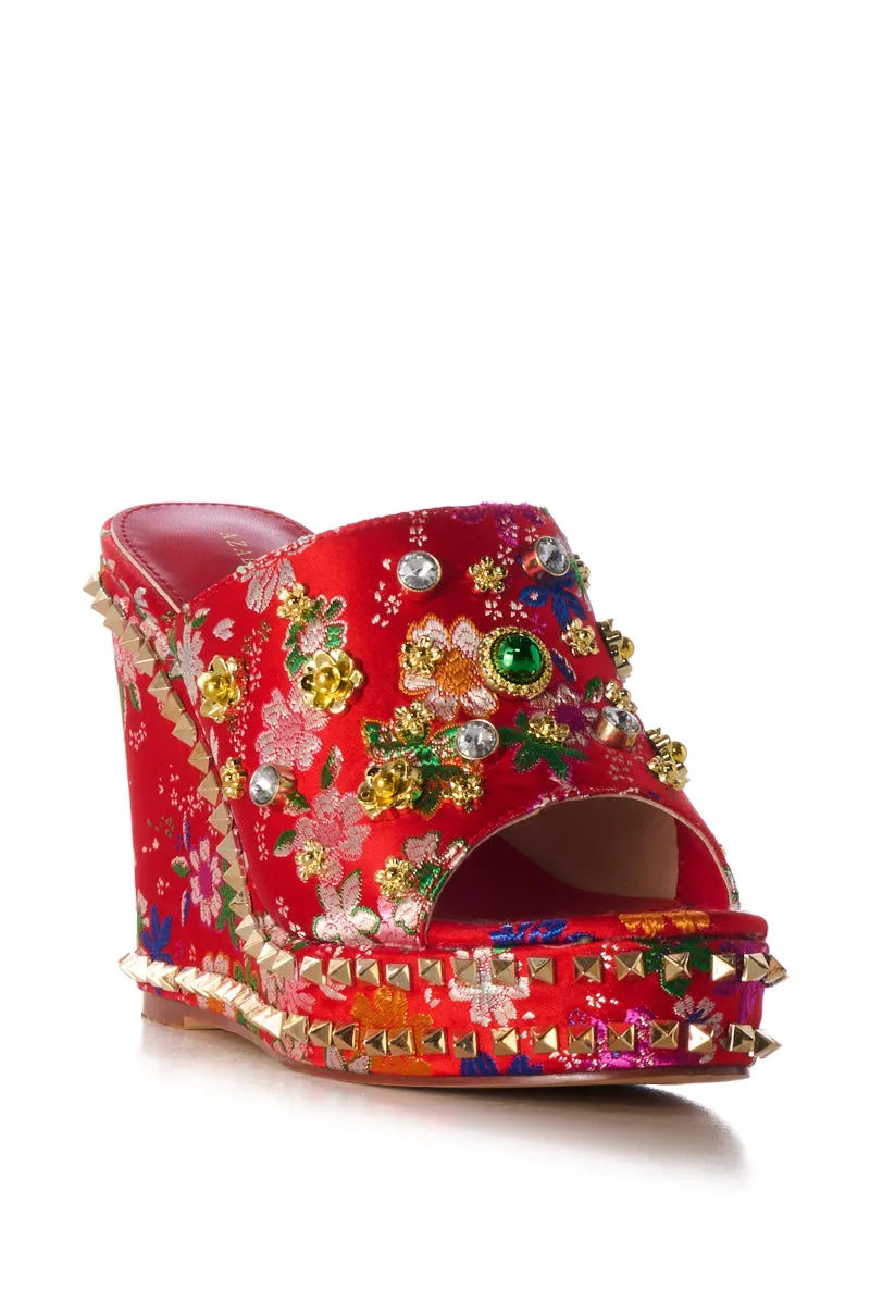 AZALEA WANG DEMETER RED WEDGE SANDAL