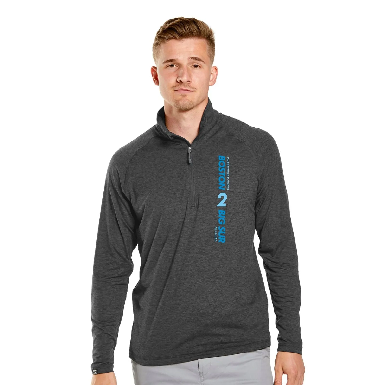 B2BS Men's Eco Sueded 1/4 Zip -Dark Heather Grey- Boston 2 Big Sur