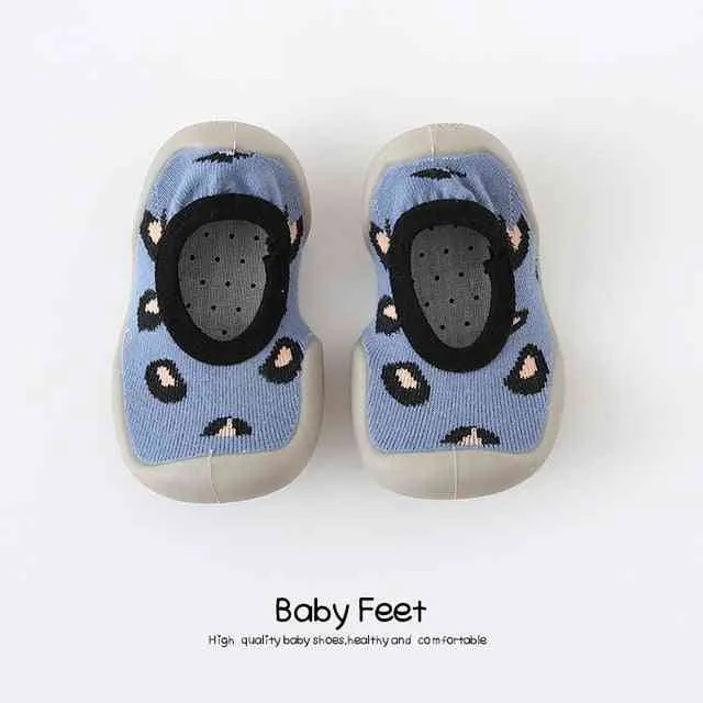 Baby Sock Shoes - Blue Leopard