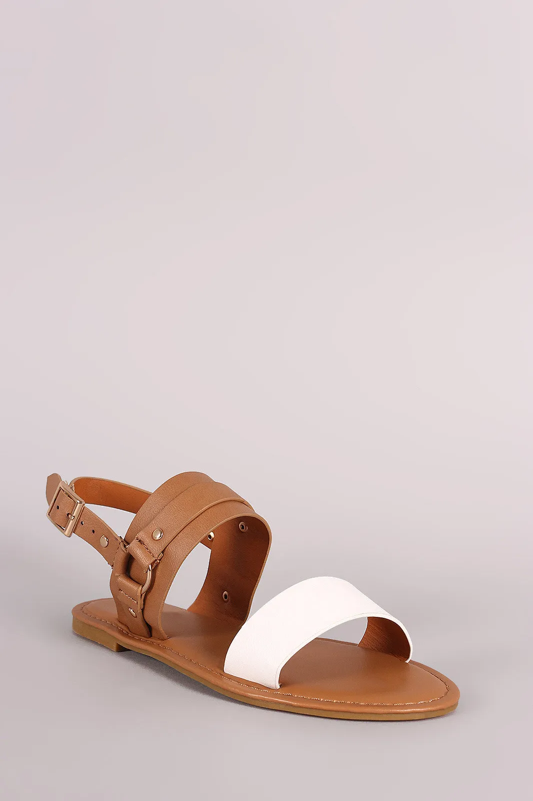 Bamboo Double Band Hardness Slingback Flat Sandal