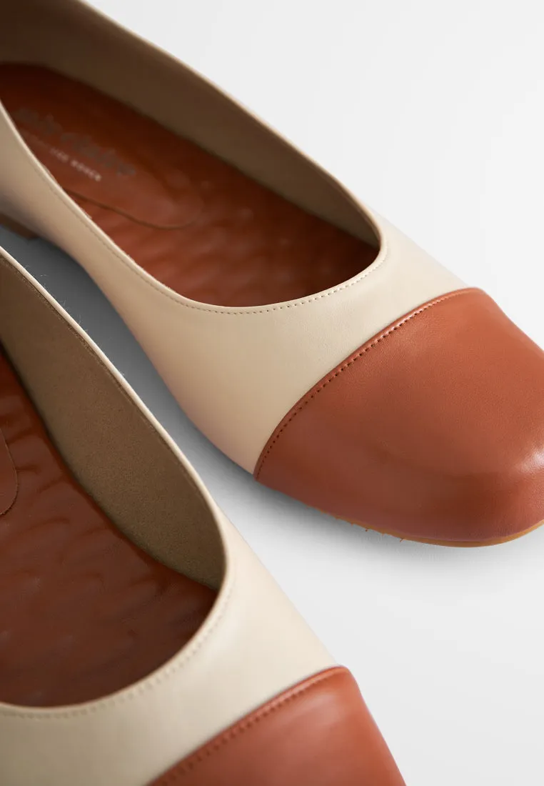 Bernardine Colour Block Ballerina Flats - Brown