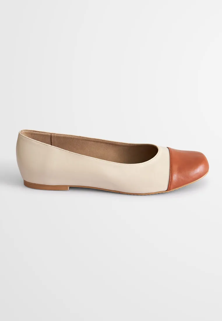 Bernardine Colour Block Ballerina Flats - Brown