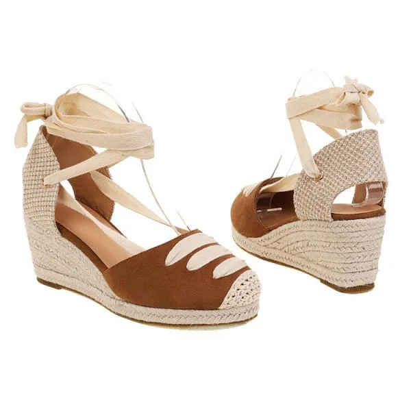 BerriesJam - Summer Strappy Heels Cross Round Toe Espadrilles