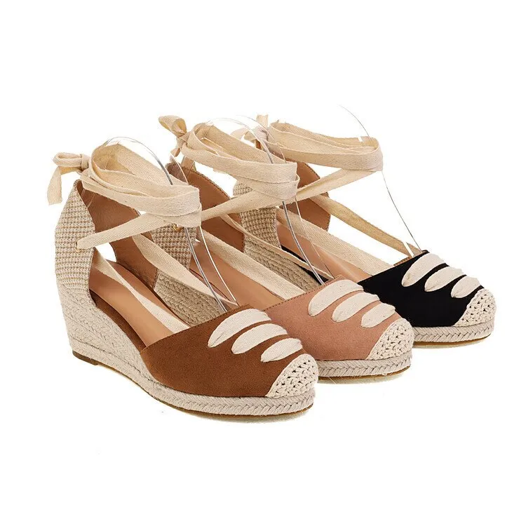 BerriesJam - Summer Strappy Heels Cross Round Toe Espadrilles