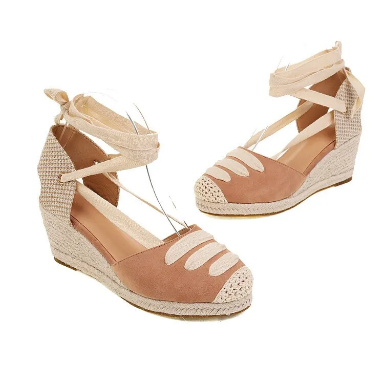 BerriesJam - Summer Strappy Heels Cross Round Toe Espadrilles