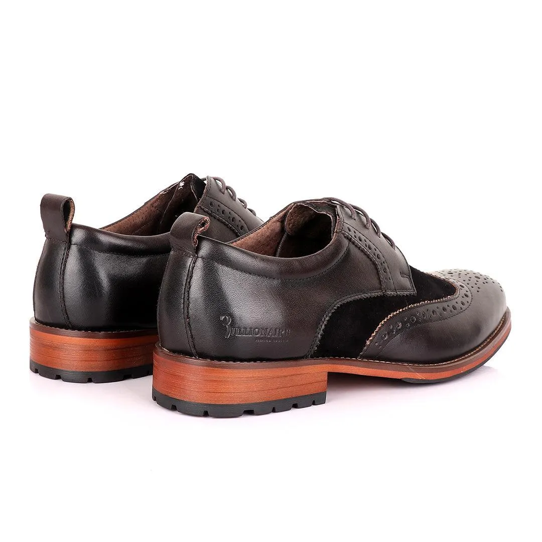 Billionaire Coffee Oxford suede crest Leather Shoe