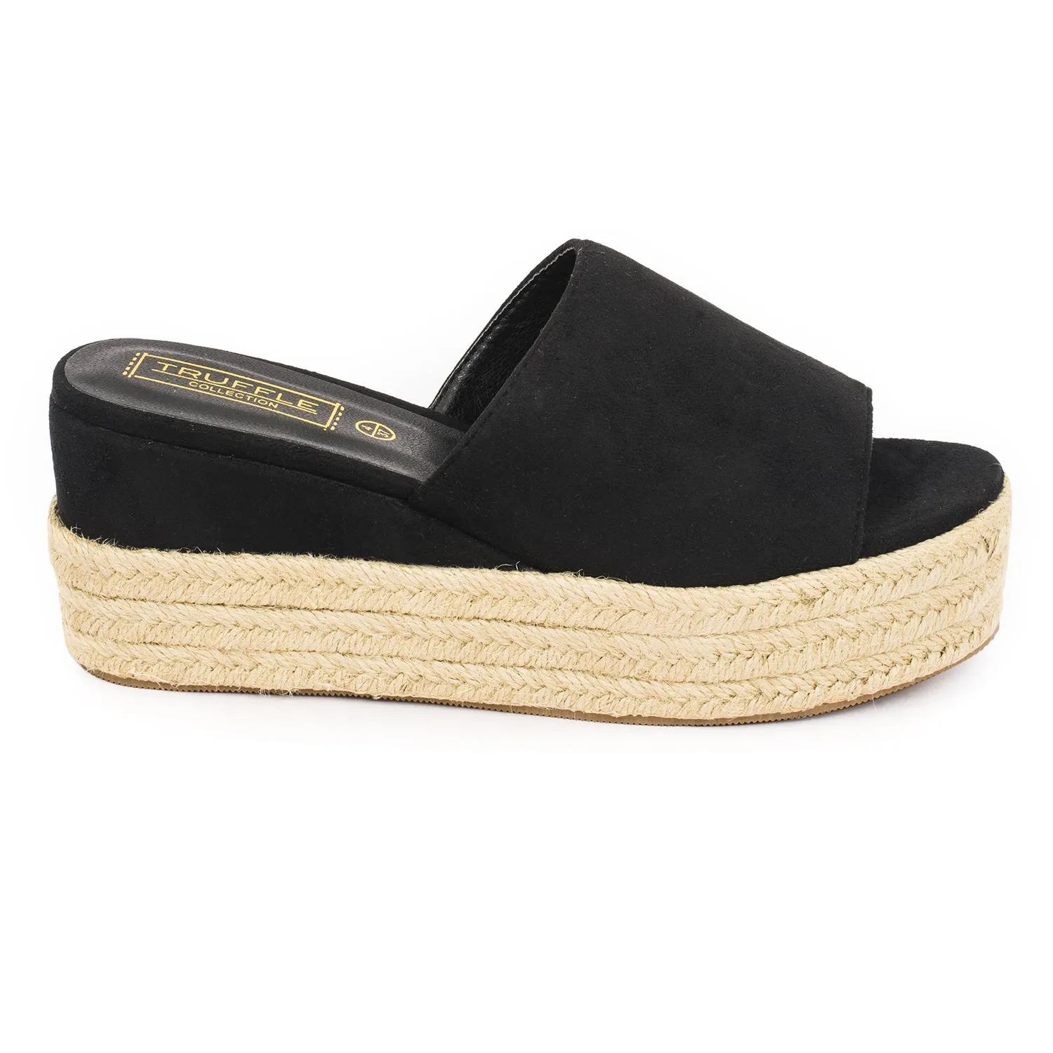 Black Flat Espadrille Wedges