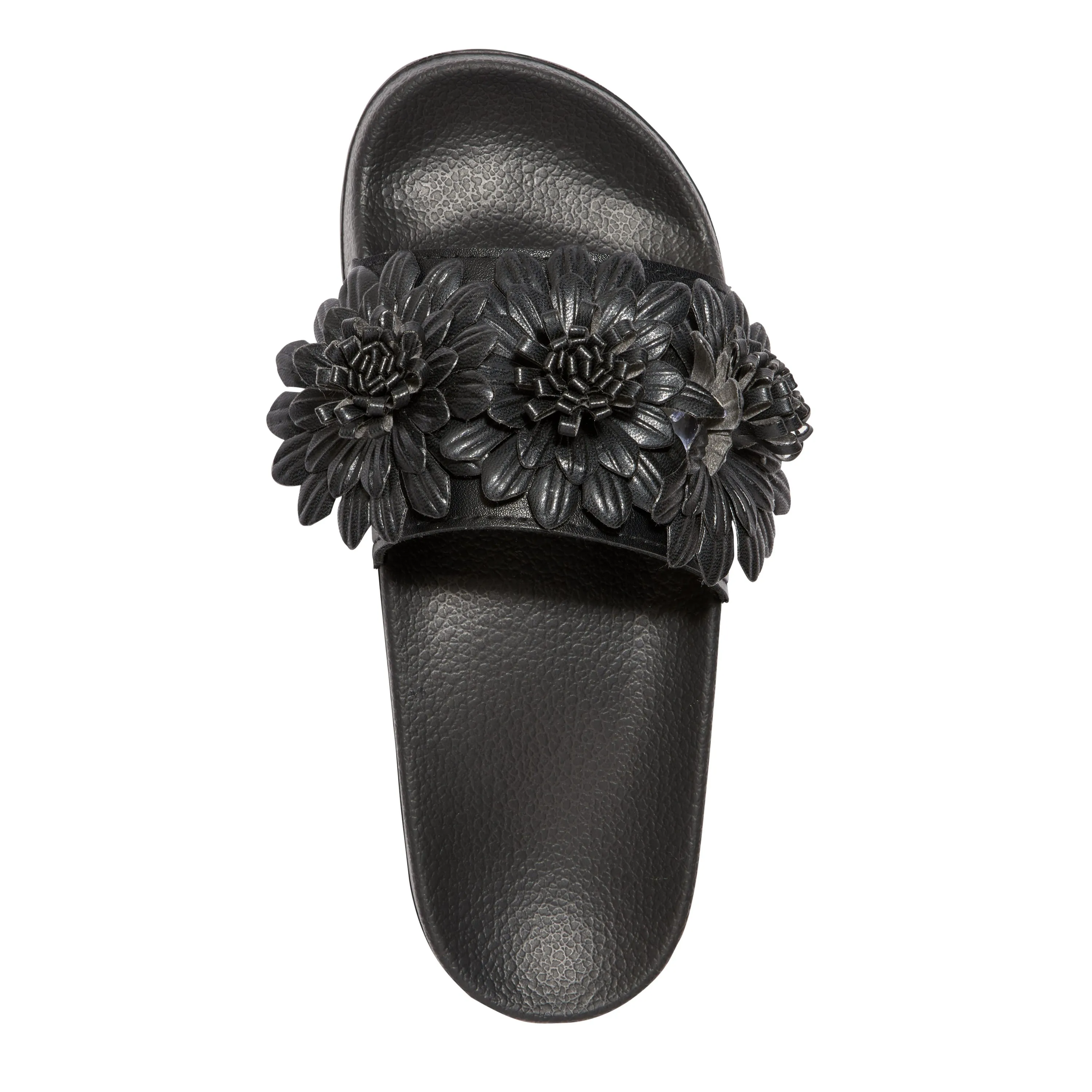 Black Flower Flat Sliders