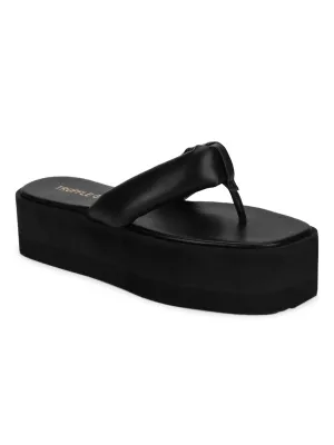 Black PU Flip Flop Platforms (TC-ST-1196-BLK)