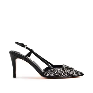 Black Slingback Heels with Studded Design | 479M-C