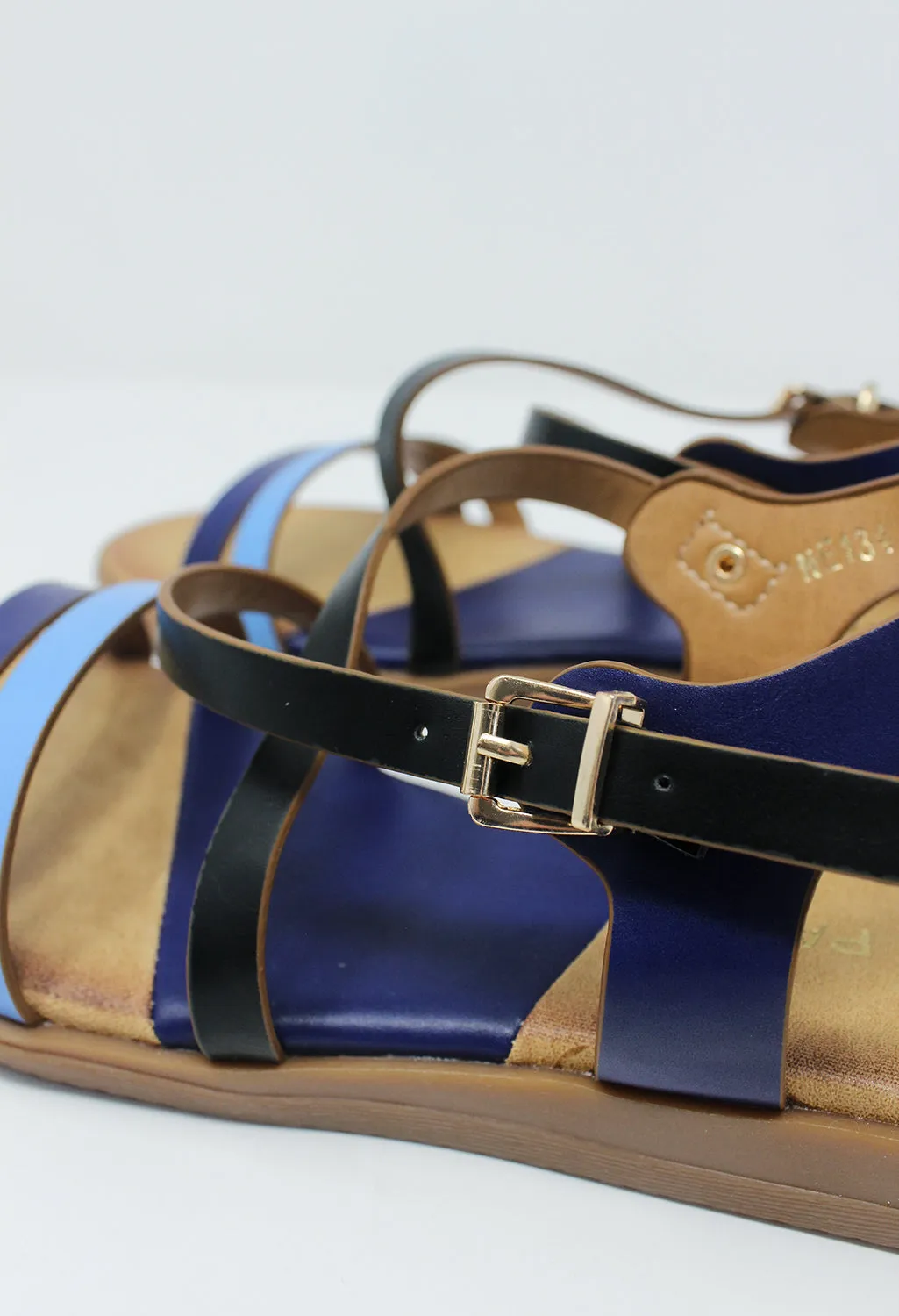 Blue Flat Cross-over Sandal