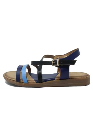 Blue Flat Cross-over Sandal