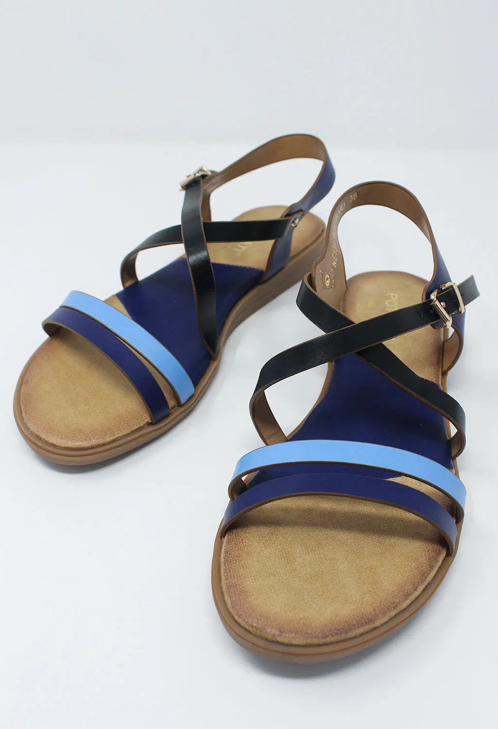 Blue Flat Cross-over Sandal