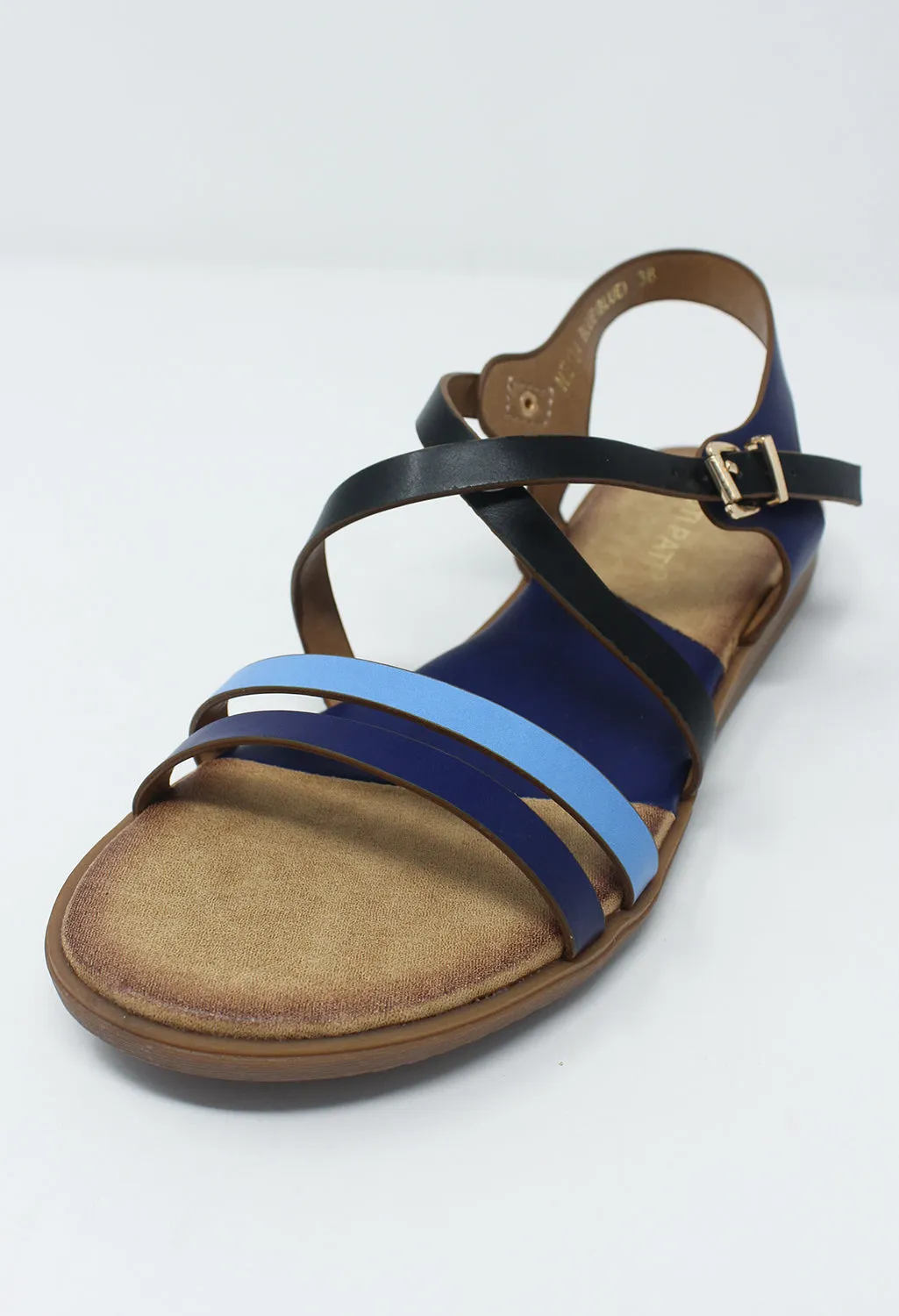 Blue Flat Cross-over Sandal