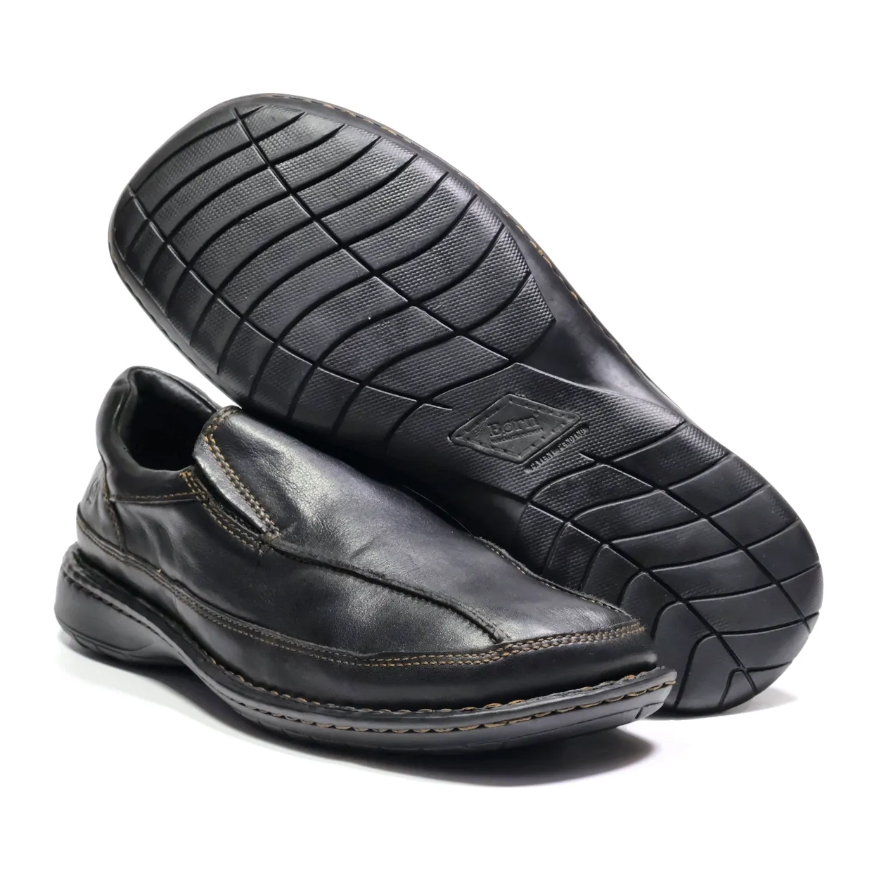 Born Formal Slip Ons Leather Black Colour For Men