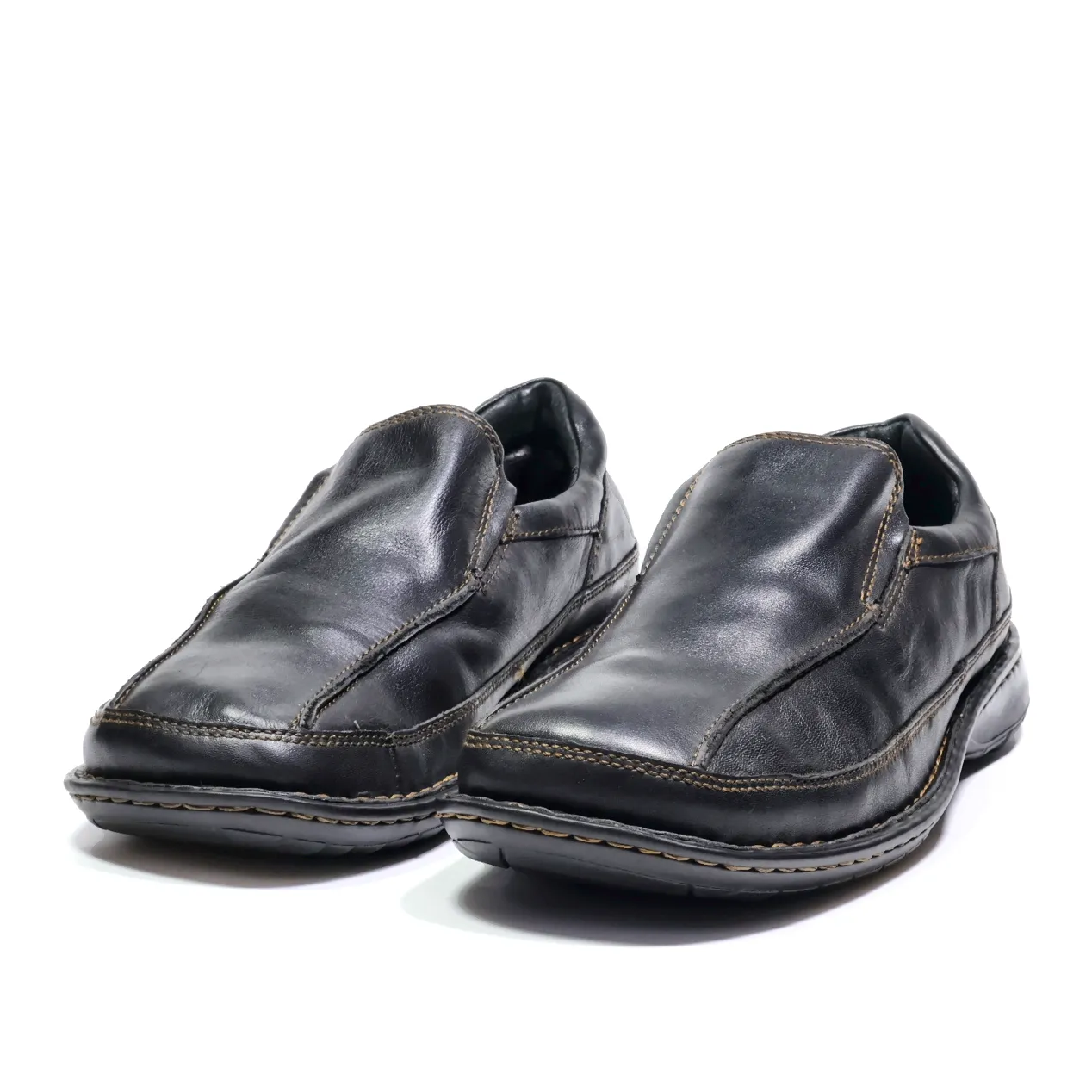 Born Formal Slip Ons Leather Black Colour For Men