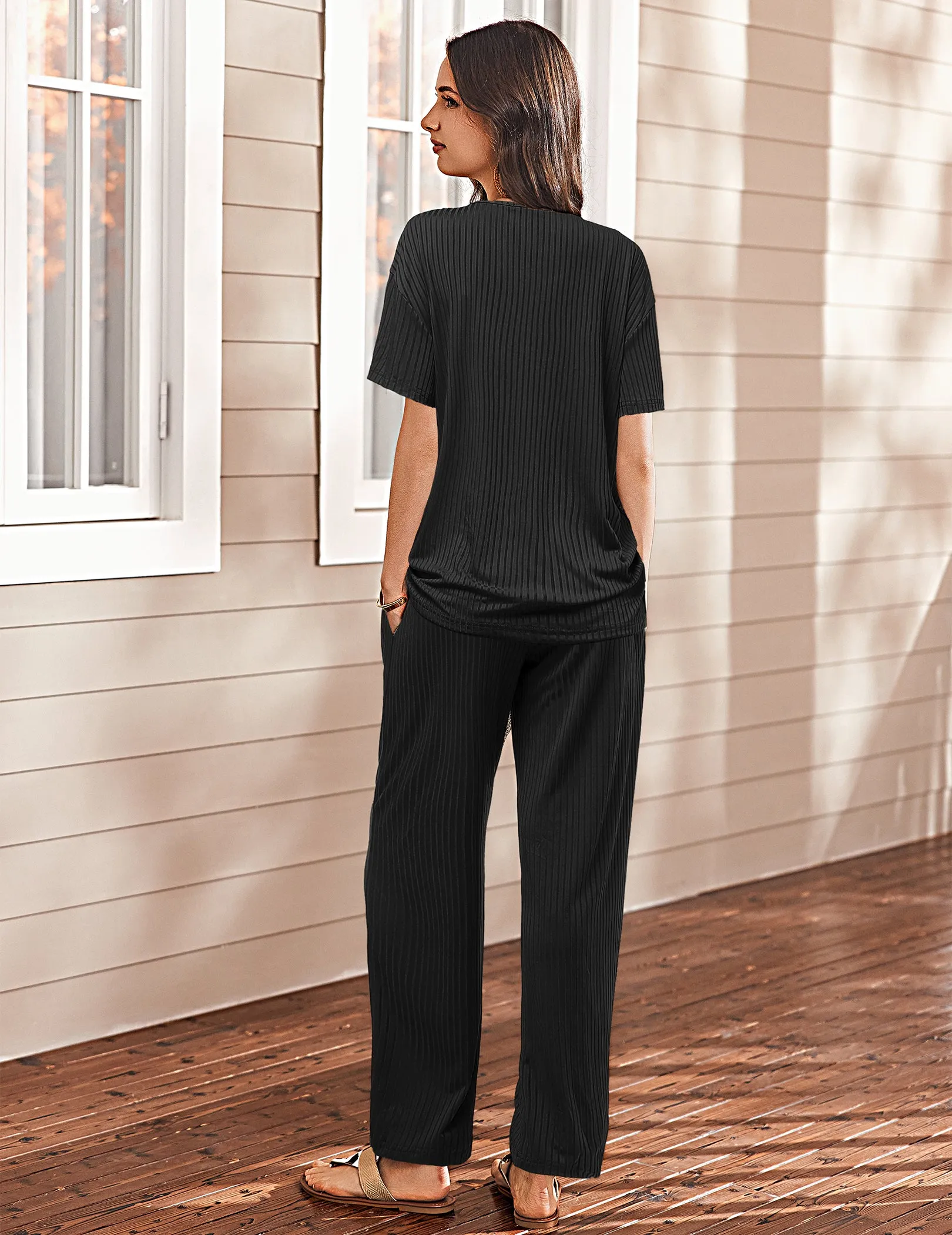 Breathable Ribbed Knit Pajama Set (US Only)