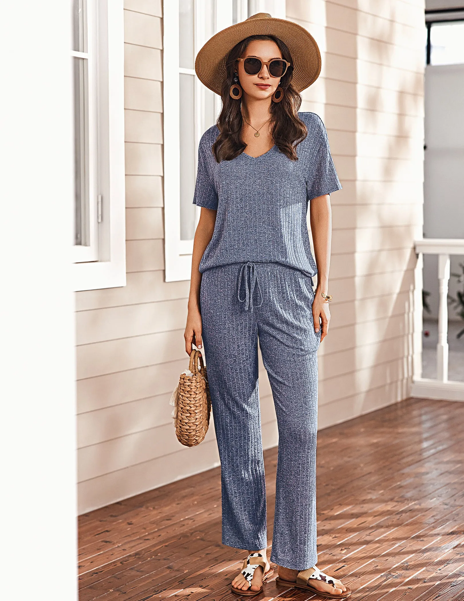 Breathable Ribbed Knit Pajama Set (US Only)