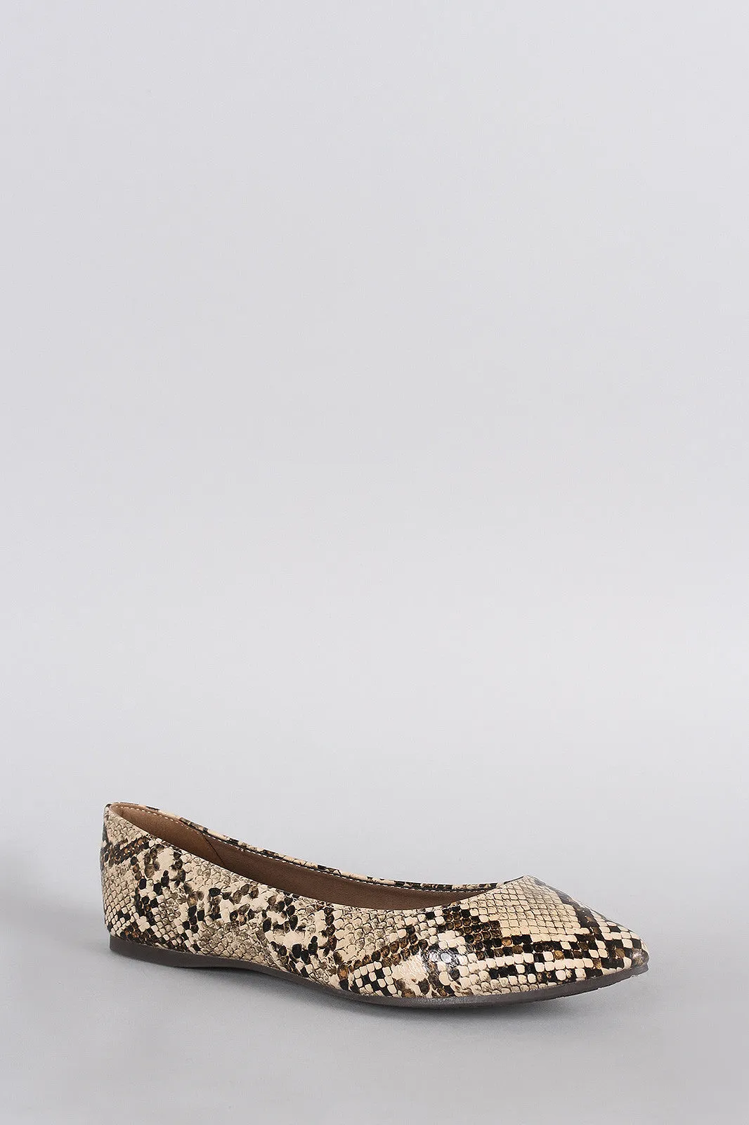 Breckelle Python Pointy Toe Ballet Flat