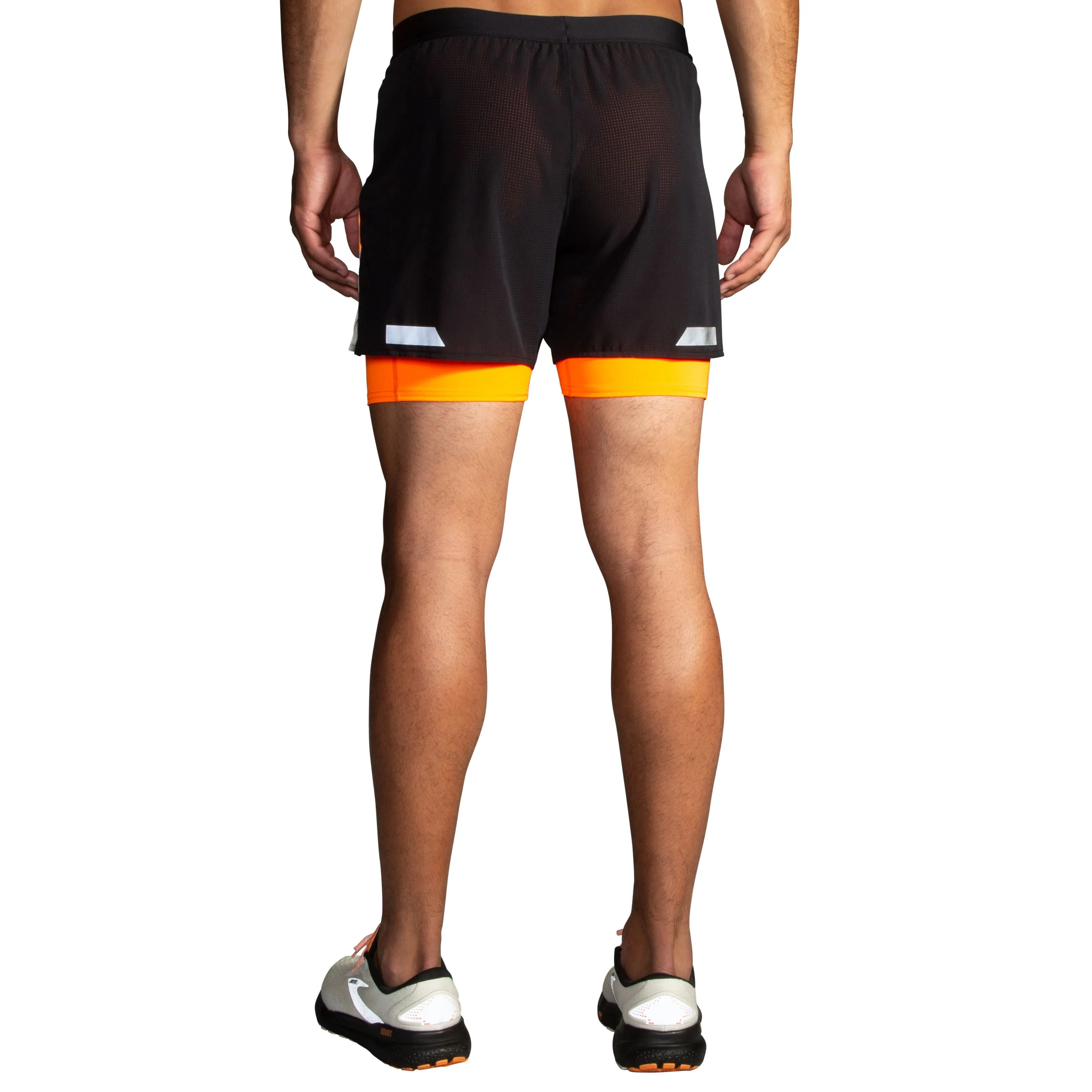 Brooks | Run Visible 5" 2-in-1 Short 2.0 | Men's | Black/Ecru/Fluoro Flash