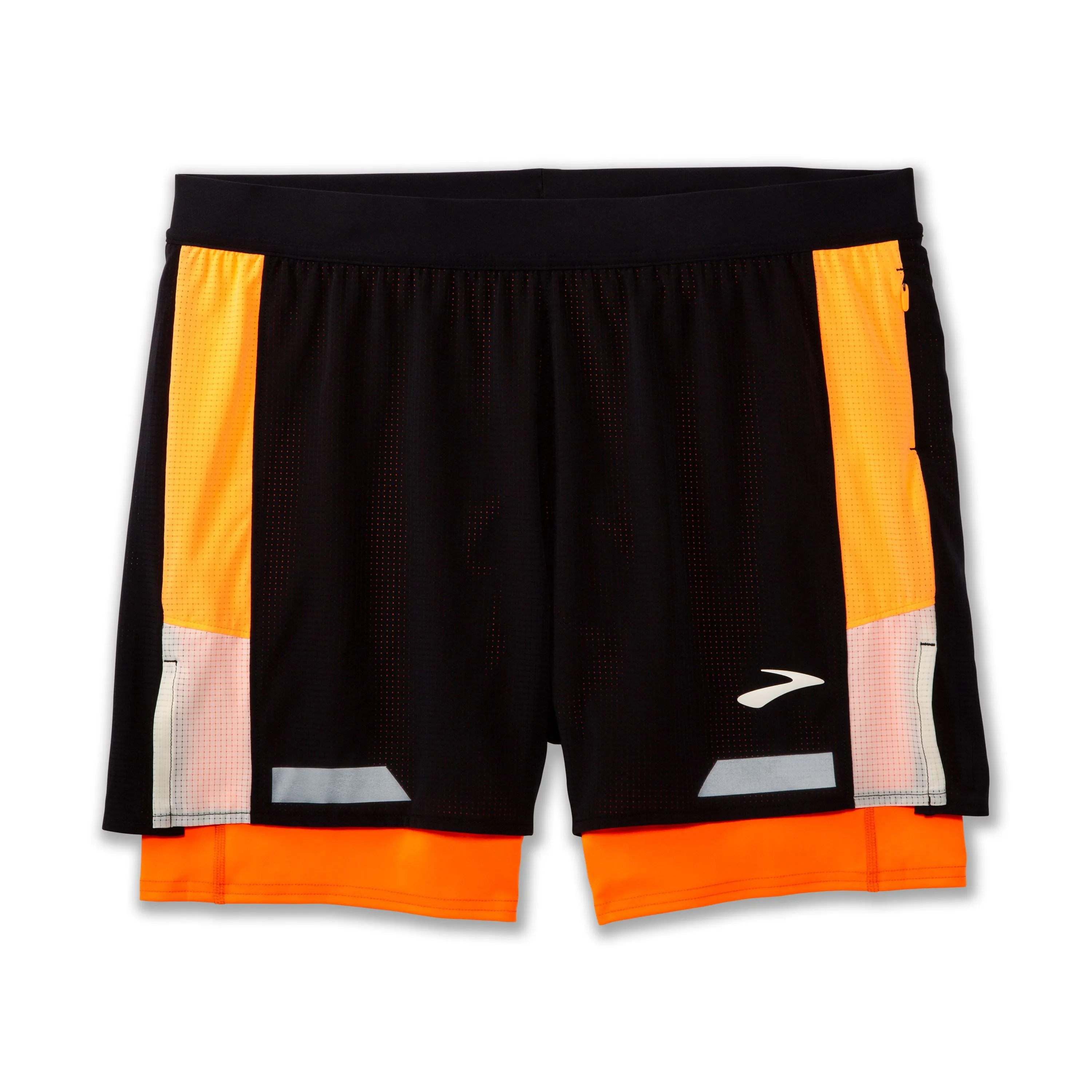 Brooks | Run Visible 5" 2-in-1 Short 2.0 | Men's | Black/Ecru/Fluoro Flash