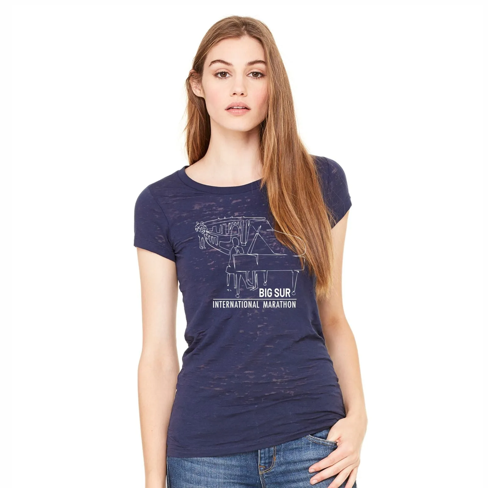 BSIM Women's Burnout Tee -Navy- Piano