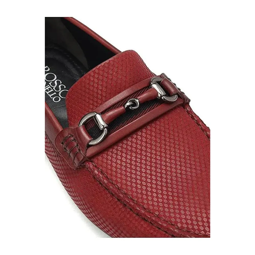 Burgundy Laser Print Leather Moccasins