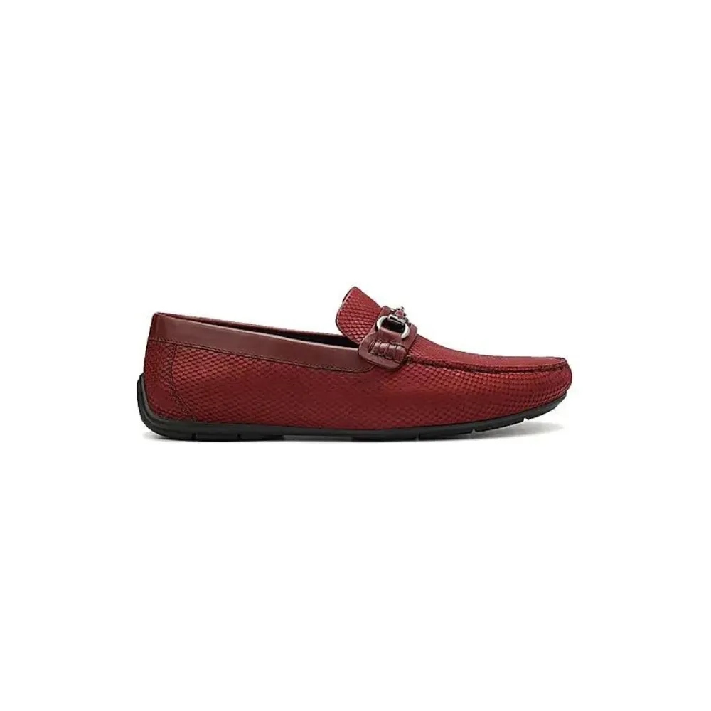 Burgundy Laser Print Leather Moccasins