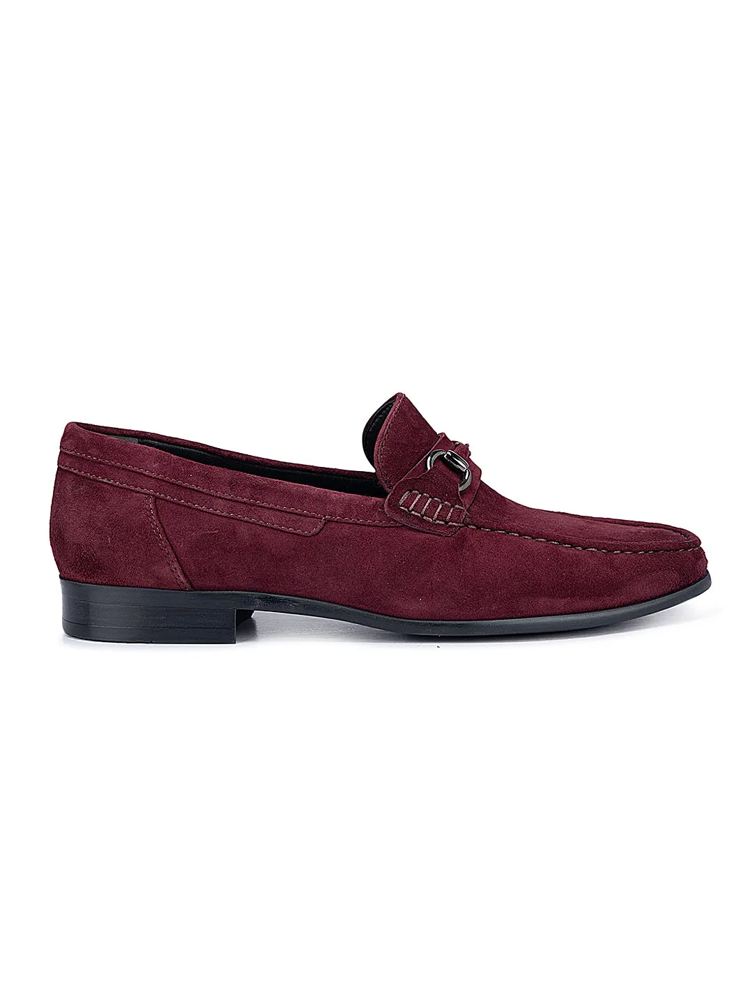 Burgundy Suede Leather Moccasins