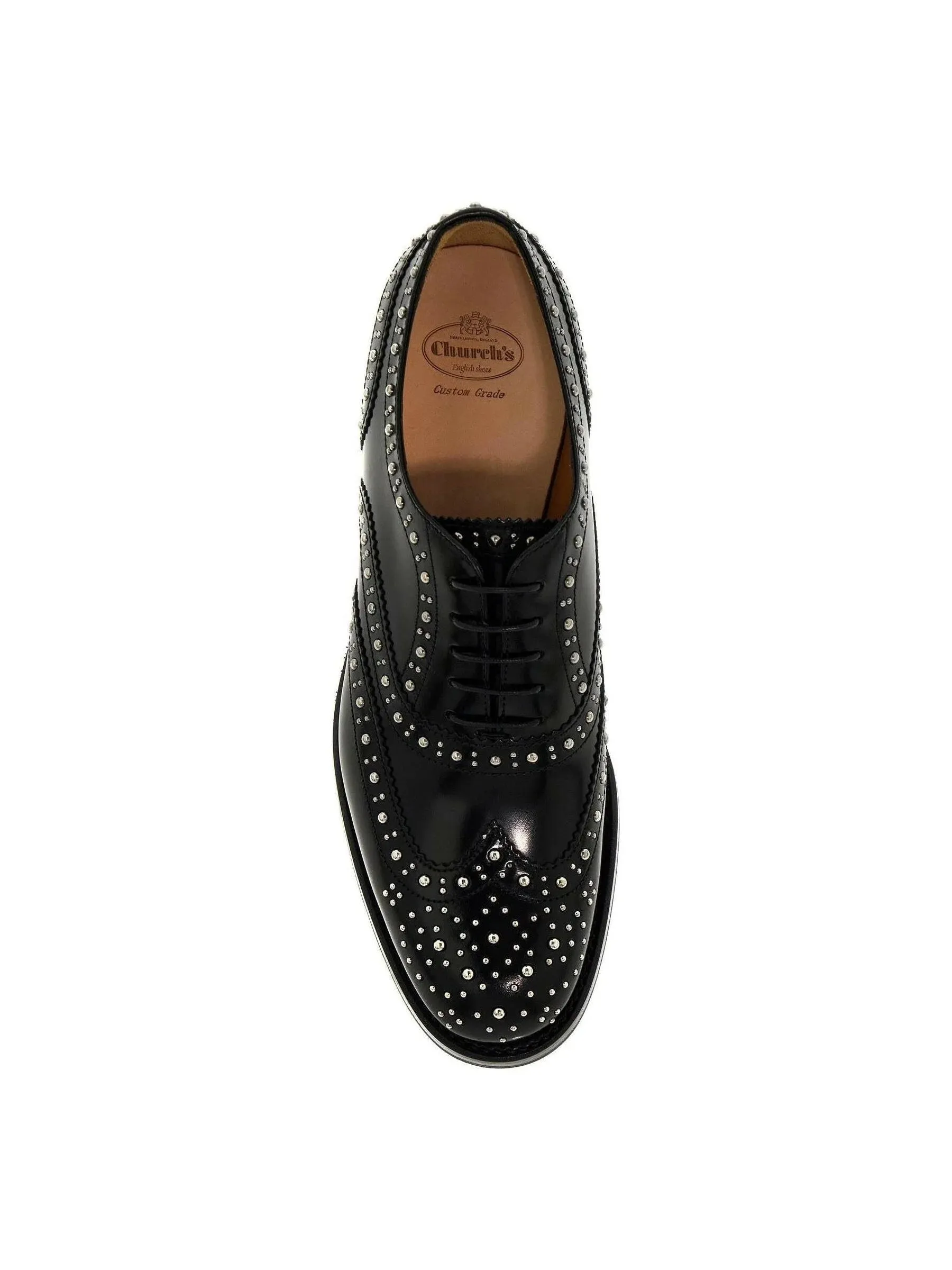 Burwood Met Studded Leather Brogue Shoes