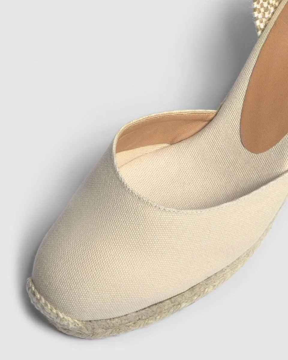 Castaner Carina 6 Ivory Beige Canvas Wedge Espadrilles