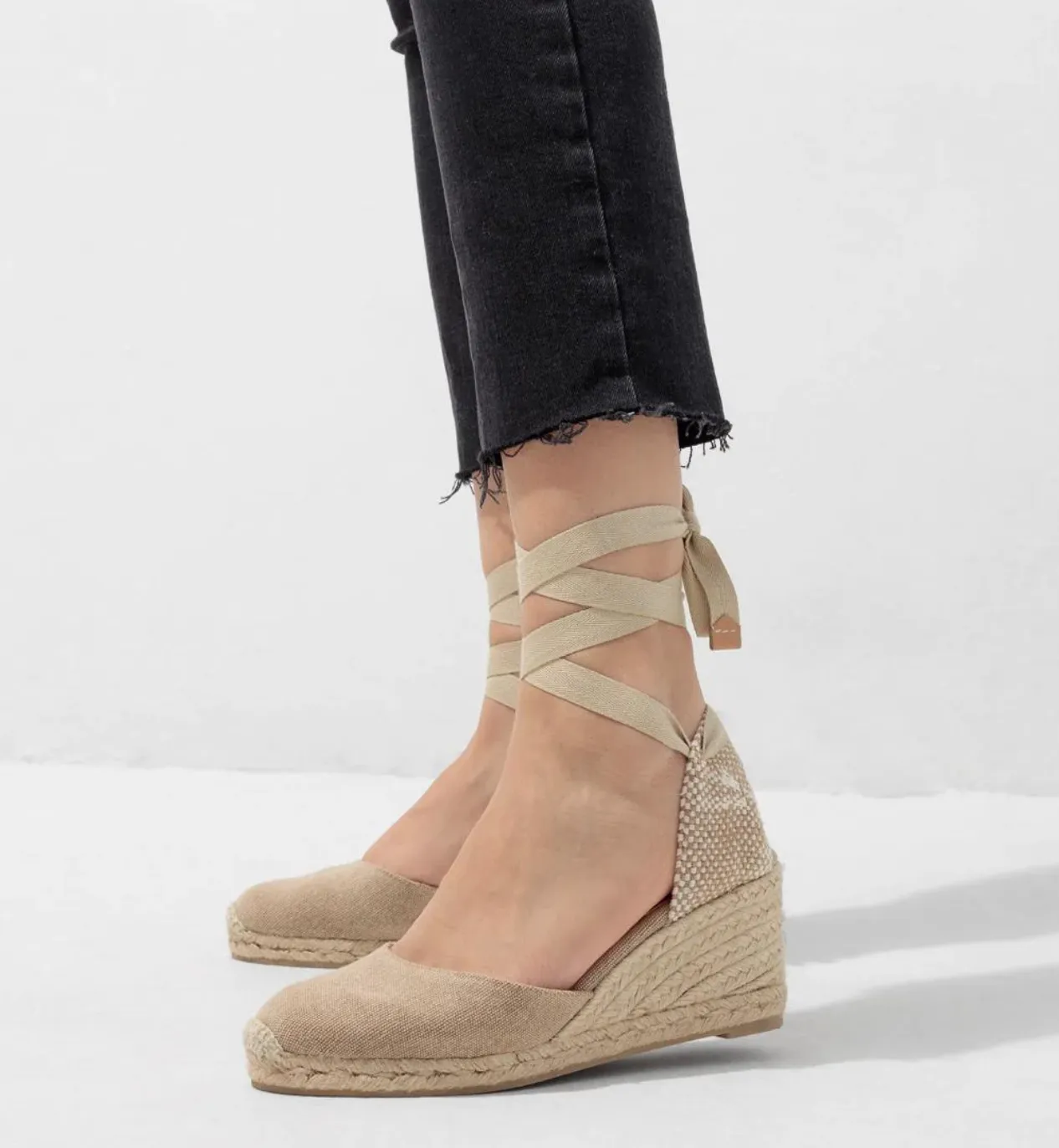 Castaner Carina 6 Sand Beige Canvas Wedge Espadrilles