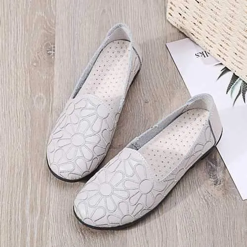 Casual Comfortable Leather Flowers Flats For Women