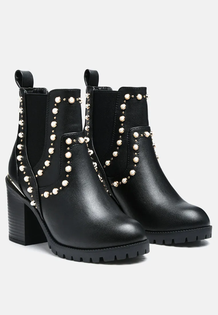 Cherin Pearl Studded Chelsea Boots