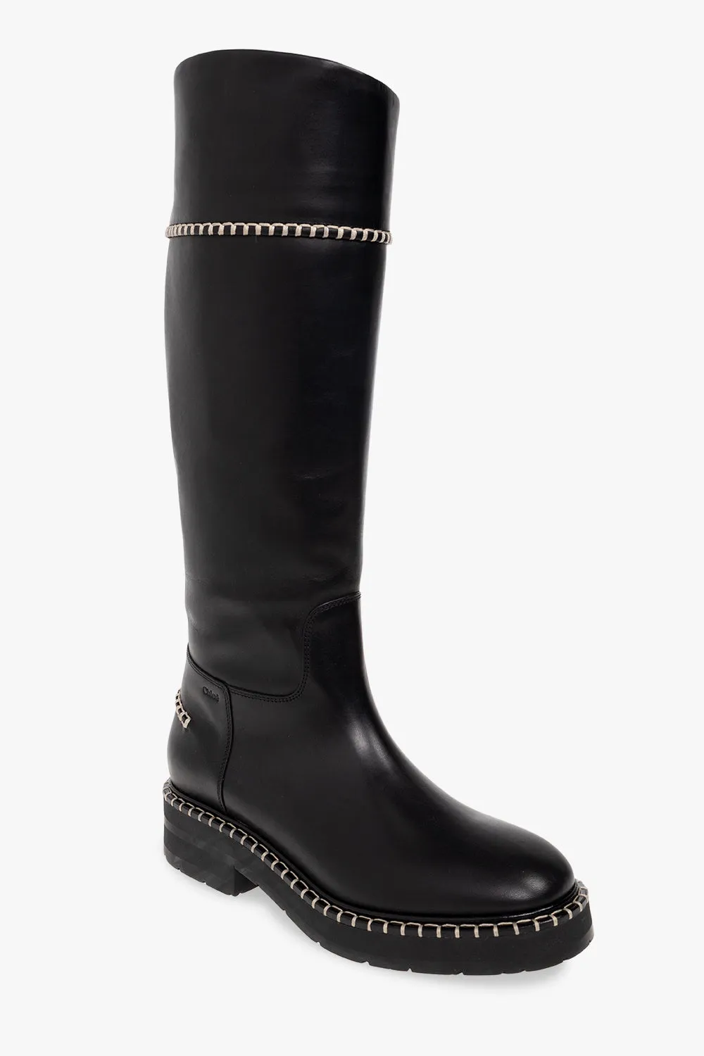 Chloé New Noua Women's Studded Riding Boots Shoes In Black