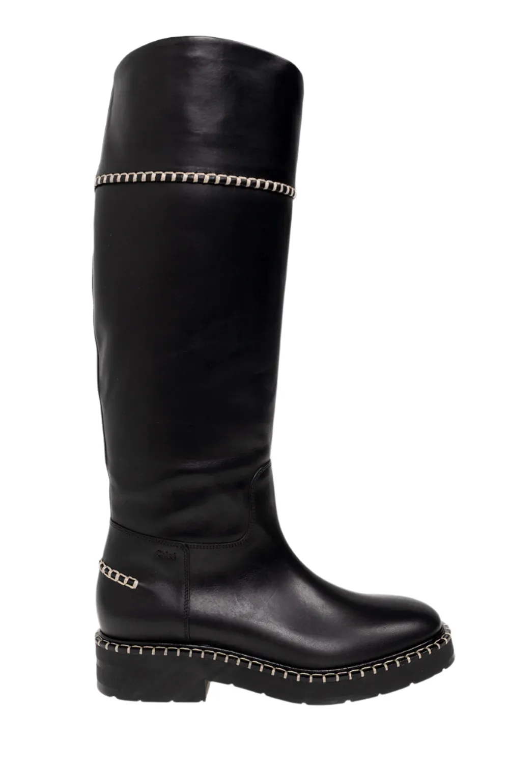 Chloé New Noua Women's Studded Riding Boots Shoes In Black